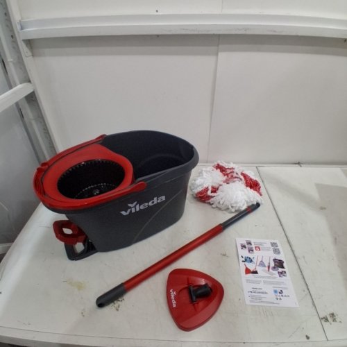 2PC VILEDA EASYWRING FLOOR CLEANING SYSTEM MOP & BUCKET - RED/BLACK image 2