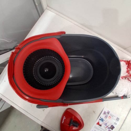 2PC VILEDA EASYWRING FLOOR CLEANING SYSTEM MOP & BUCKET - RED/BLACK image 3