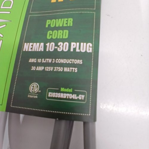 GREATIDE 3 PRONG DRYER POWER CORD WITH NEMA 10-30 PLUG - 4FT, 30 AMP, 125V, 3750W - GRAY (MODEL: E103SRDTO4L-GY) image 2