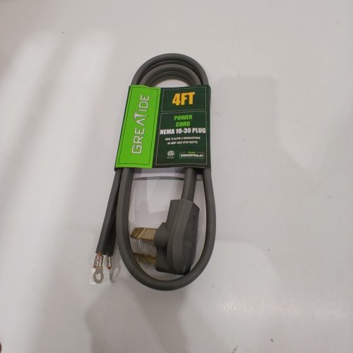 GREATIDE 3 PRONG DRYER POWER CORD WITH NEMA 10-30 PLUG - 4FT, 30 AMP, 125V, 3750W - GRAY (MODEL: E103SRDTO4L-GY) image 3