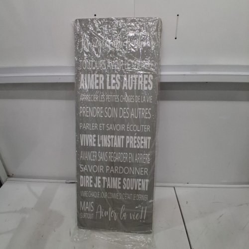 IH CASADECOR WOOD WALL ART - 12" X 31" - *FRENCH* REGLES DU BONHEUR - GRAY/WHITE (MODEL: ME-3036F) image 2