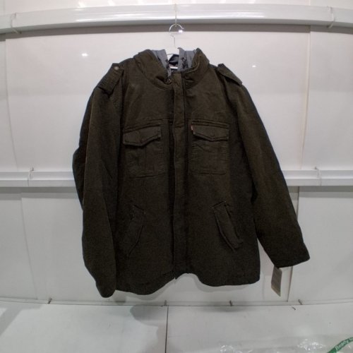 MEN'S LEVI'S WASHED COTTON HOODED MILITARY JACKET - 3XL TALL - GREEN/GREY (STYLE: LM8TC364) image 2