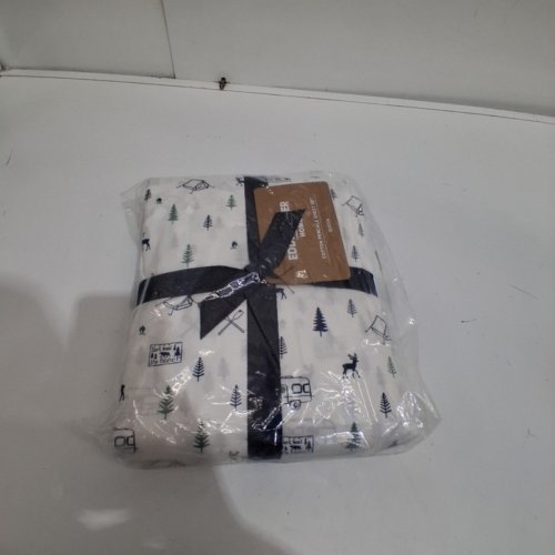 4PC EDDIE BAUER CAMPOUT PRINTED COTTON PERCALE SHEET SET - QUEEN - BLUE/WHITE image 3