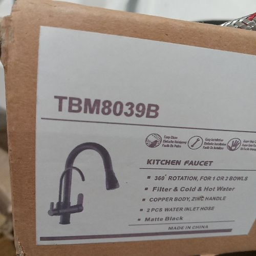 TSIBOMU HIGH ARCH KITCHEN FAUCET WITH WATER FILTER TAP, PULL OUT 3 WAY SINK FAUCETS WITH SPRAYER - MATTE BLACK - (MODEL: TBM8039B) image 2