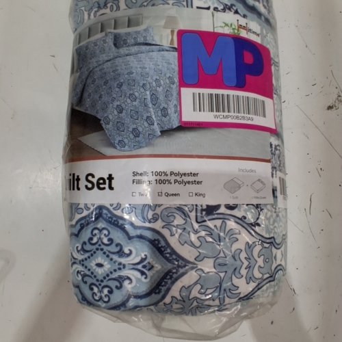 3PC HITIME LIGHTWEIGHT ALL SEASON QUILT SET - QUEEN - BLUE BOHO image 2