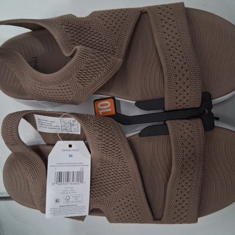 WOMEN'S TIME AND TRUE KNIT STRAP SANDALS - SIZE 10 - TAUPE image 2