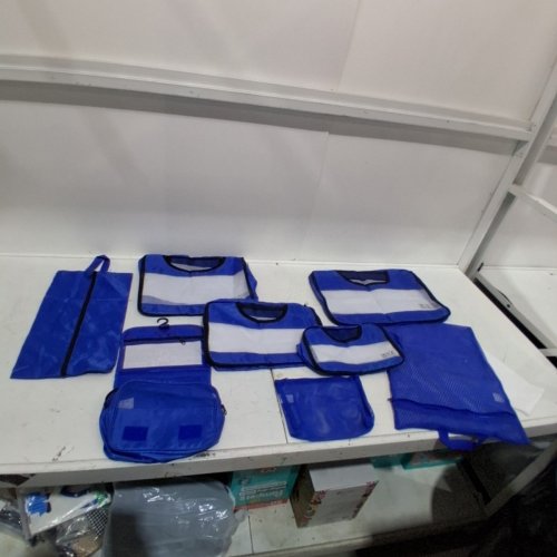 8PC TRAVEL LUGGAGE BAGS AND POUCHES - BLUE AND WHITE image 2