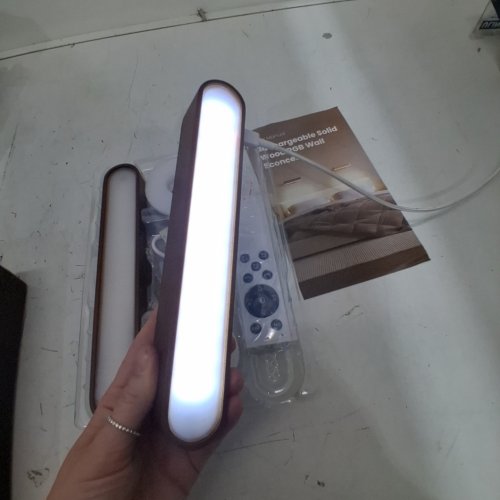 2PK POPLORON RECHARGEABLE SOLID WOOD RGB WALL SCONCES - 5 V 2A - BROWN / WHITE (MODEL: WL15) image 2