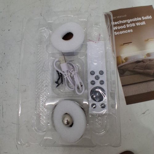 2PK POPLORON RECHARGEABLE SOLID WOOD RGB WALL SCONCES - 5 V 2A - BROWN / WHITE (MODEL: WL15) image 5
