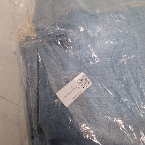 LACE TRIM TABLECLOTH - 56" X 76" - BLUE / BEIGE image 4