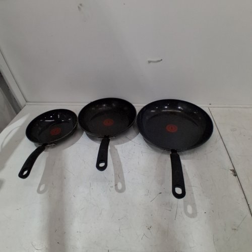 3PC T-FAL CERAMIC NON-STICK SKILLET - 8" -11" - BLACK image 2