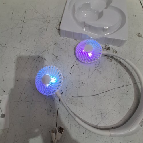 PORTABLE HANGING ADJUSTABEL AROMATHERAPY NECK FAN WITH LED LIGHTS - 5V - WHITE (MODEL : 00791797723257) image 2