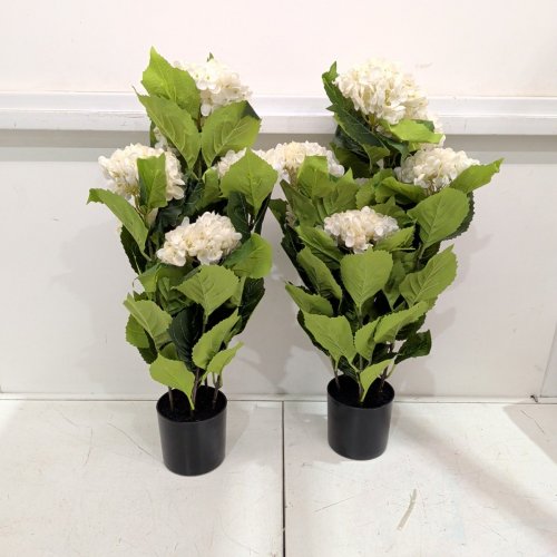 2PK BELLACAT ARTIFICIAL HYDRANGEA TREES - 2FT - WHITE AND GREEN image 3