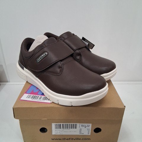 MEN'S FITVILLE EASYTOP DELUXE DRESS SHOES - SIZE 10.5W - DARK BROWN (STYLE: V4) image 2