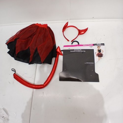 3PC GIRLS DEVIL TUTU KIT - ONE SIZE - RED / BLACK image 2
