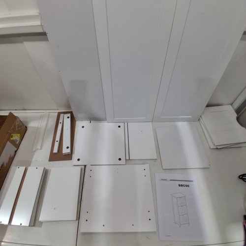VASAGLE WOODEN 3 DRAWER CABINET - 32" X 13" X 12" - MATTE WHITE (MODEL: BBC50WT) image 4