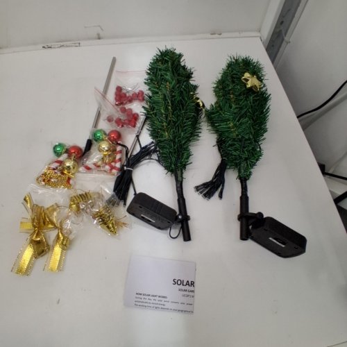2PK SOLAR POWERED RGB LIGHTED CHRISTMAS TREE STAKES - GREEN image 2