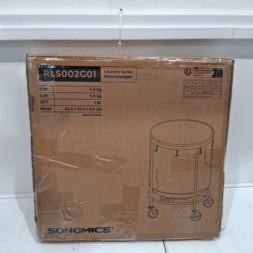 SONGMICS ROLLING ROUND HEAVY-DUTY LAUNDRY HAMPER CART WITH STEEL FRAME AND REMOVABLE BAG - 110 L - SILVER/GREY (MODEL: RLS002G01) image 5