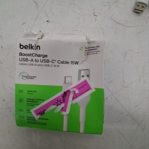 BELKIN BOOSTCHARGE USB-A TO USB-C CABLE - 3.3FT - 15W - WHITE (MODEL: CAB021FQ1MWH) image 4