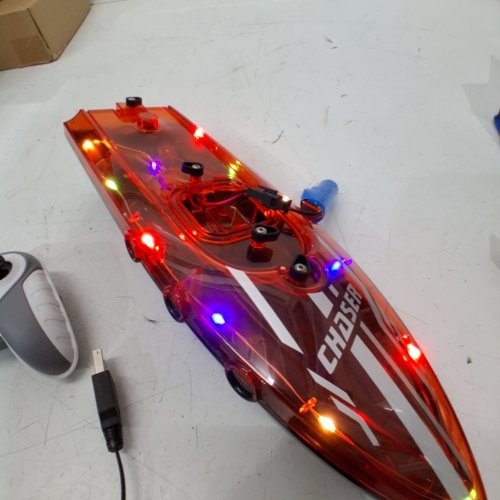 JOI MEW WATERPROOF RECHARGEABLE REMOTE CONTROL RC BOAT WITH LED LIGHTS - 2.4GZ - ORANGE image 2