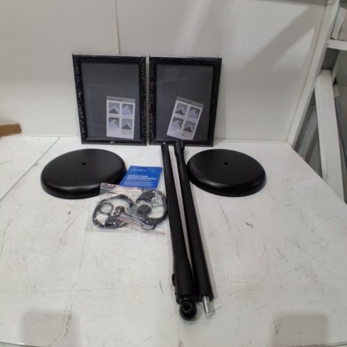 2PK VAIIGO ADJUSTABLE PEDESTAL SIGN DISPLAY STAND - 8.5" X 11" - 32"-51" HEIGHT - BLACK image 2