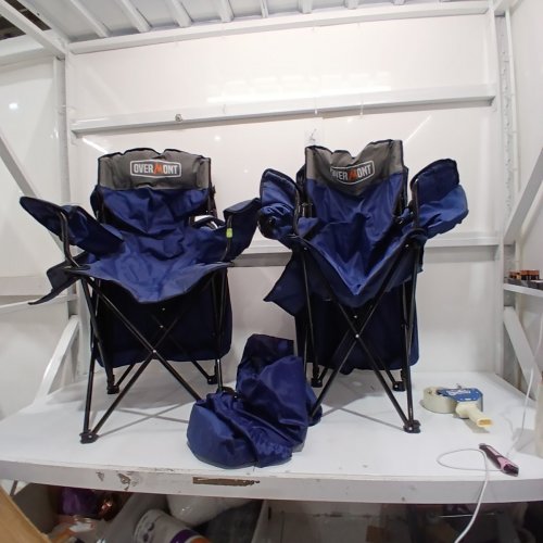 2PK OVERMONT FOLDING CAMPING CHAIR WITH COOLER POCKET AND CANOPY/SUN SHADE - 330 LBS MAX - BLUE/GREY image 2