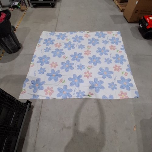 SQUARE TABLECLOTH - 77" X 77" - BLUE/WHITE/PINK/FLORAL image 3