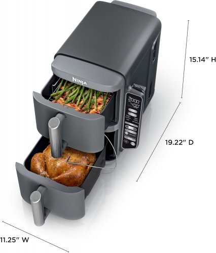 NINJA DOUBLE STACK XL SMART 2-BASKET 6-IN-1 AIR FRYER - 10 QT - GREY/SILVER (MODEL: SL451C) image 2
