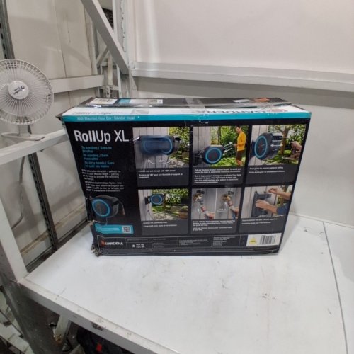 GARDENA FROST-PROOF WALL-MOUNTED AUTO-RETRACTABLE HOSE REEL, ROLL UP XL - 115FT - BLACK/TURQUOISE (MODEL: 18630-37) image 4