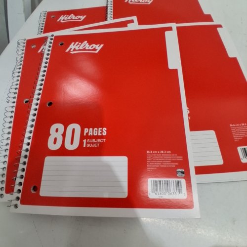 5 HILROY SPIRAL LINED MARGIN NOTEBOOKS - 80 PAGES EACH - 10.5" X 8" - ASSORTED COLOURS image 2