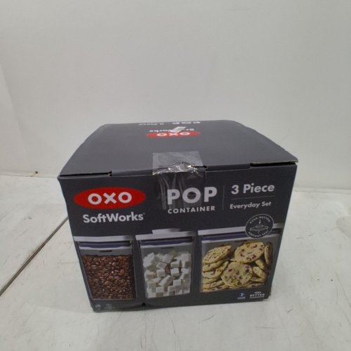 3PC OXO GOOD GRIPS POP FOOD STORAGE CONTAINER SET - 1L / 0.4L - CLEAR/WHITE image 4