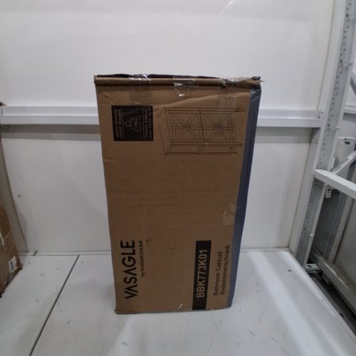 VASAGLE BARN DOOR FREE STANDING BATHROOM CABINET - 23.6" X 11.8" X 43.3" - HONEY BROWN - (MODEL: BBK773K01) image 3