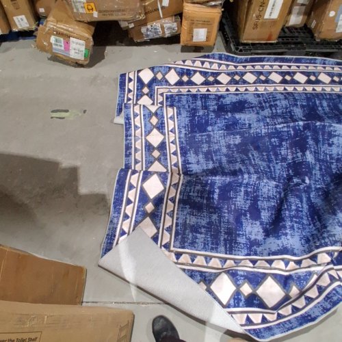 VINTAGE BORDER NON SHEDDING WASHABLE AREA RUG - 8FT X 10FT - BLUE image 2