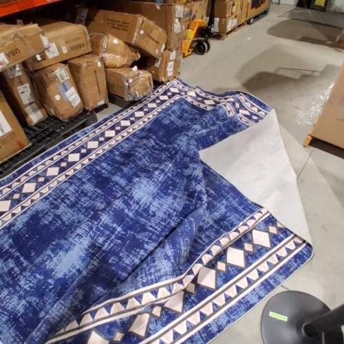 VINTAGE BORDER NON SHEDDING WASHABLE AREA RUG - 8FT X 10FT - BLUE image 4