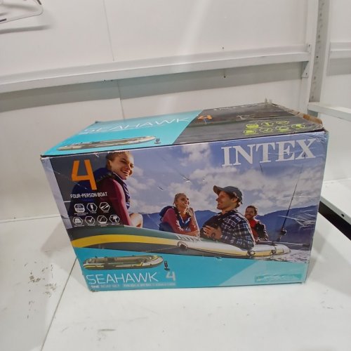 INTEX SEAHAWK 4-PERSON INFLATABLE FISHING & RECREATIONAL BOAT SET WITH ALUMINUM OARS & AIR PUMP - GREEN (MODEL 68351EP) image 5