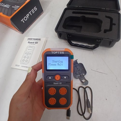 TOPTES GAS DETECTOR WITH VIBRATION VISUAL AND AUDIBLE ALARMS FOR 4 GAS H2S/CO/LEL/O2 - ORANGE (MODEL: ‎GUARD-101) image 3