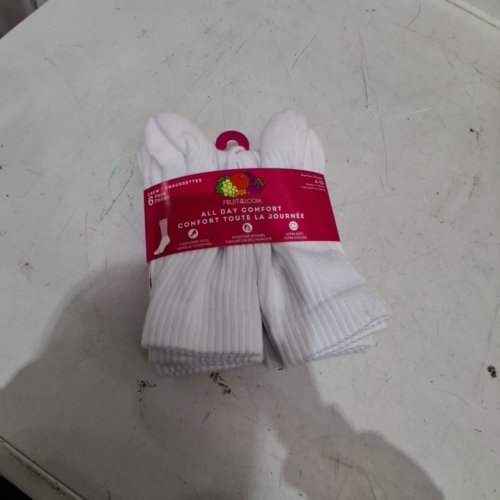 6PR FRUIT OF THE LOOM ALL DAY COMFORT ANKLE SOCKS - SHOE SIZE 4-10 - WHITE (STYLE: FRW10459Q) image 2