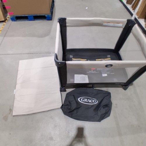 GRACO PACK 'N PLAY PORTABLE PLAYARD WITH CARRYING BAG - 40" X 28" X 30" - OAKLEY FASHION / BLACK/ GREY (MODEL: 2084226) image 3