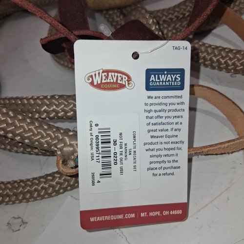 WEAVER LEATHER COMPLETE MECATE SET WITH BOSAL - 5/8" HARNESS - 23' BRAIDED NYLON MECATE - TAN image 4
