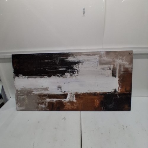 ABSTRACT CANVAS WALL ART - 47" X 23.5" - BLACK, BROWN, AND WHITE image 2