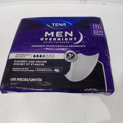 30PK MENS TENA OVERNIGHT EXTRA COVERAGE PAD - WHITE image 2