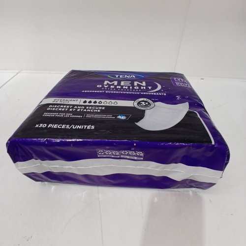 30PK MENS TENA OVERNIGHT EXTRA COVERAGE PAD - WHITE image 3
