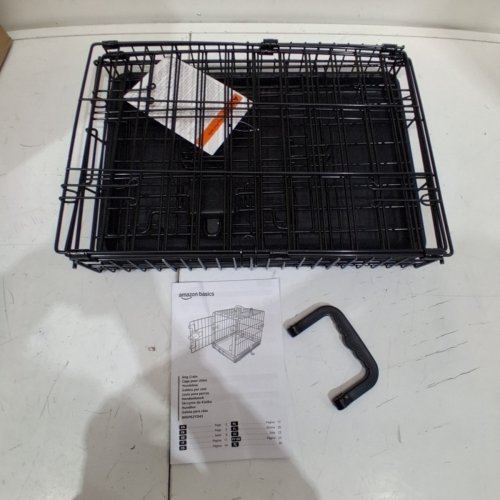 AMAZON BASICS FOLDABLE DURABLE METAL WIRE DOG CRATE WITH TRAY- BLACK- 18" X 12.4" X 15" 3 LBS (MODEL: 9001N-18) image 2