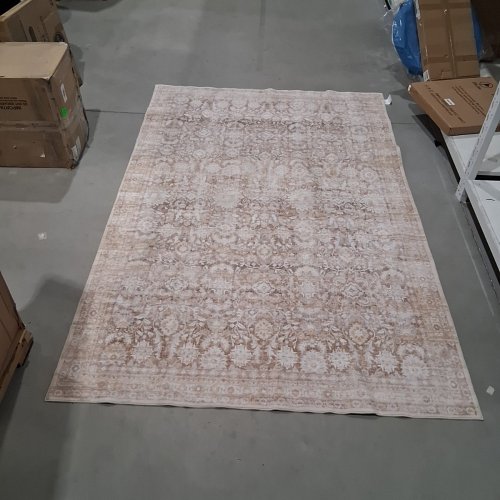 NON-SLIP TRADITIONAL FARMHOUSE AREA RUG - 6FT X 9FT - BROWN/WHITE image 2