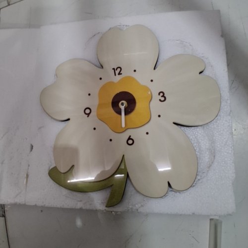 FLOWER WALL CLOCK - 11.8" X 15.75" - CREAM/YELLOW/GREEN image 3