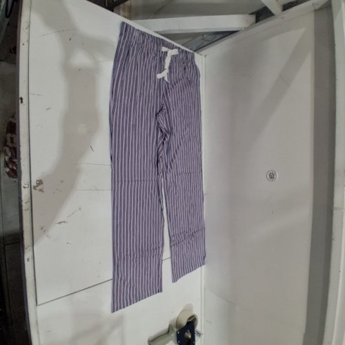 STRIPED COTTON JERSEY PAJAMA PANTS - MEDIUM - LAVENDER AND NAVY image 2