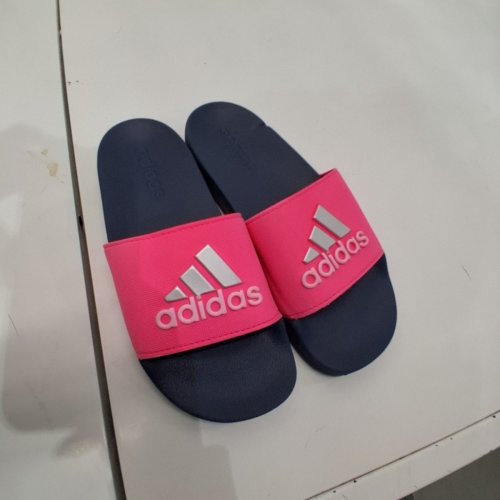 WOMEN'S ADIDAS ADILETTE SHOWER SANDALS - SIZE 4 - BLUE/PINK image 3
