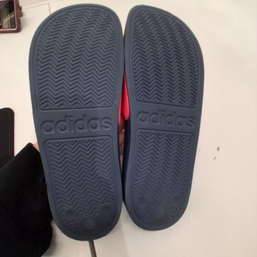WOMEN'S ADIDAS ADILETTE SHOWER SANDALS - SIZE 4 - BLUE/PINK image 4