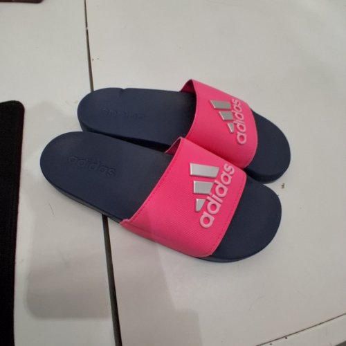 WOMEN'S ADIDAS ADILETTE SHOWER SANDALS - SIZE 4 - BLUE/PINK image 5