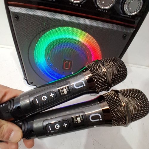 JYX PORTABLE SPEAKER & KARAOKE MACHINE WITH LED LIGHTS, 2 MICROPHONES, REMOTE CONTROL & BLUETOOTH CONNECTION - BLACK - (MODEL:TX05) image 2
